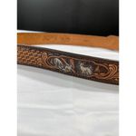 Handcrafted Leather Belt SKU 7624 With Western Design "Roxanne" Text Brown Photo 2