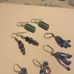 Women’s Lot Of 4 Blue Tones Dangle Costume Earrings Pierced Beaded Mix Photo 1