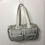 CELINE Triomphe Silver Nylon with Leather Handles and Trim Vintage EUC Photo 0