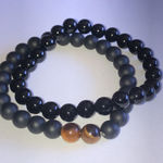 Black Shungite Tigers Eye Black Onyx Beaded Boho Bracelets Photo 3