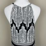 London Style Collection Maxi Dress 12 Black White Halter Neck Paisley Stripe Photo 10