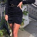 ZARA Limited Edition Black Satin Bodycon Dress Photo 4