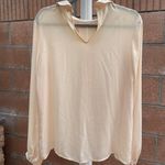 Ivory Cream Long Sleeved Semisheer Blouse Size M Photo 1