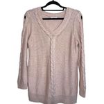 Maurice's Light Pink Cable Knit Open Sleeve V-neck Tunic Sweater Photo 0