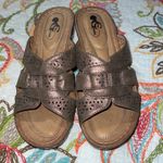 GC womens size 38 (7.5) wedge sandals bronze slip on summer causal church buckle Brown Photo 7
