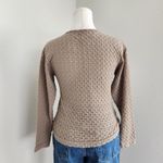 Vintage 90s Taupe Brown Open Knit Long Sleeve Pullover Sweater Top Neutral L Size L Photo 7