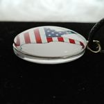 Set of 2 American Flag Peace Sign Glass Pendant Necklace White Photo 5