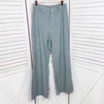 Princess Polly  Rach Striped Linen Blend Flare Leg Crop Pants Teal Grey 8 Photo 1