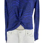 David Lerner  Tiffany V Neck Knotted Top Animal Print Blue Size XS Photo 6