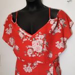 FAVLUX Fashion red floral cold shoulder dress Photo 1