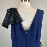 JS Collections Sequined Sleeveless Long Evening Gown Navy Blue Size 16 A-Line Photo 7