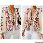 Boho Floral Front Tie Top NWOT Multi Size M Photo 10