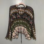 Free People  Black Aztec Print Hold On Tight Gauze Hooded Oversized Top XS/S Photo 1