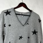 Pam & Gela size small gray Pullover Sweater V-neck Relaxed Fit Distressed Trim Photo 1