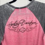 Harley Davidson Pink and Gray Long Sleeve Henley Size M Photo 4