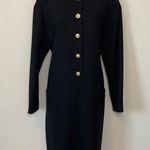 Black Wool Blazer Dress Gold Accents Size 12 Vintage Photo 0