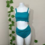 Cupshe  Teal New High Waist Bandeau Bikini Photo 6
