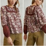 Cleobella  Rafia Floral Lace Blouse size in Maroon Photo 9