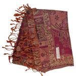 Pashmina Silk Scarf Shawl – Burgundy Gold Floral Fringe Wrap Purple Photo 0