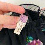 Vintage Chiffon Dark Floral Maxi Midi Dress ILGWU Womens Union Ruffle Spaghetti Strap Black Flower Size 8 Photo 7