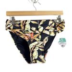 Sunsets Escape Retro Retreat Black Tropical Floral Print Foldover Bikini Bottoms Size M Photo 2