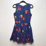 Maison Jules  Striped Blue Floral Sleeveless A Line Women's Dress Size Medium Photo 4