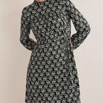 Boden USA Boden Easy Yoke Mini Jersey Dress Black Petal Blossom Long Sleeve Size 8 Photo 0