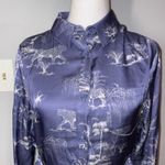 Fate Women's‎ Small Blue Safari Print Long Sleeve Shirt silky Dress with Belt Photo 1