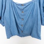 Old Navy  Womens Top Size XL Blue Denim Puff Sleeve Prairie Boho Cottage Milkmaid Photo 3