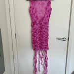 Miss Circle Alaina Fuchsia Floral Ruffle Mesh Dress Pink Size M Photo 3