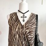 Y2K‎ Brown Zebra Print Wrap Tank Top, Animal Print, 2000s, XS, Vintage Inspired Photo 1