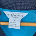 Misook  Teal Blue & Black Long Sleeve Button Front Cardigan Sweater M Photo 2