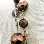 Cookie Lee Gold Tone and Brown tiger eye Glass Beaded long Necklace Photo 4