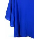 Pleione Women's Bell Sleeve Round Neck Keyhole Back Blouse Blue Medium Photo 2