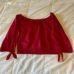 Hollister Red off the shoulder shirt with keyhole quarter sleeve Photo 0