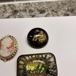 Lot Of 3 Vintage Costume Brooches Pins One Hand painted, Cameo Is Dual Pendant Photo 9