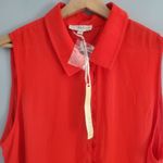 Kenar  Women's Red Sleeveless Sheer Button Down Top Size 1X Photo 2