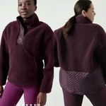 Athleta  Cozy Snap Jacket Sherpa Pullover Plum Purple  XS Teddy Quilted Photo 1