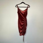 Joyfolie Mia Joy Rust Ruched velvet bodycon dress Size Small Brown Photo 1
