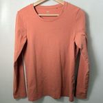 Uniqlo T-Shirt Women L Coral Supima Long Sleeve Tee Layer Crew Basic Quality Photo 0