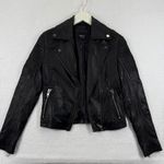 Barneys Originals Womens Clara Black Leather Moto Biker Jacket Size 6 Photo 0