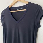 Athleta Topanga Shirt Dress Black Ruched Cap Sleeve V-Neck Stretch Size XS Photo 4