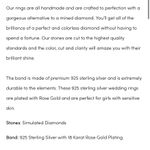 Modern Gents Simulated Diamond Ring Set - Sterling Silver With 18 Karat Rose Gold Plating Photo 5