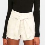 EXPRESS Shortie Extreme High Rise with Tie Belt Paper Bag Shorts Cream Size 6 Photo 1