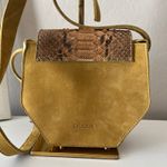 Cala Jade Leather Snakeskin Flap Hexagon Small Crossbody Bag‎ Purse Yellow Photo 7