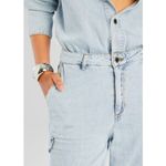 RETROFETE Russo Wide Leg Jumpsuit Light Wash Denim Utility Cargo Long Sleeve XXS Blue Photo 3