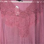 NEW J Gee 3X Boho Dress Midi Pink Eyelet Crochet Gauzy Bell Sleeve Photo 3