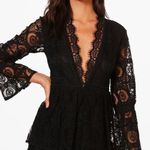 Lace Crochet Peplum Playsuit Black Size 8 Photo 0