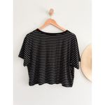 LESET | Amber Black White Stripe Crop Tee | Sz S Photo 5