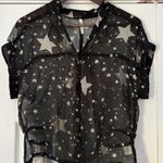 Willow & Clay  Sheer Black Star Print Button‎ Down Size XS EUC Photo 0